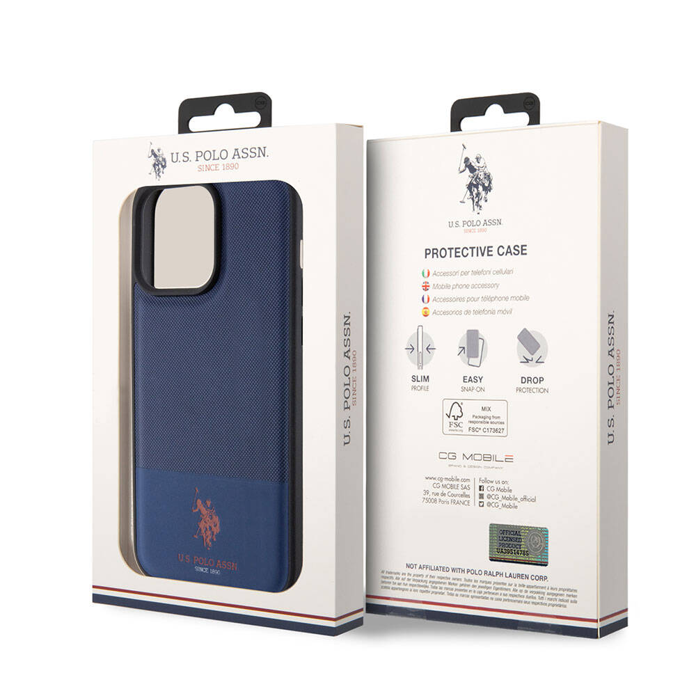 iPhone 15 Pro Max Kılıf U.S. Polo Assn. Orjinal Lisanslı Suni Deri Arka Yüzey Baskı Logolu Örgü Desenli Kapak