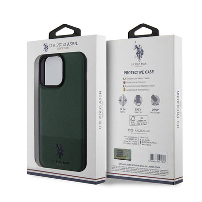 iPhone 15 Pro Max Kılıf U.S. Polo Assn. Orjinal Lisanslı Suni Deri Arka Yüzey Baskı Logolu Örgü Desenli Kapak