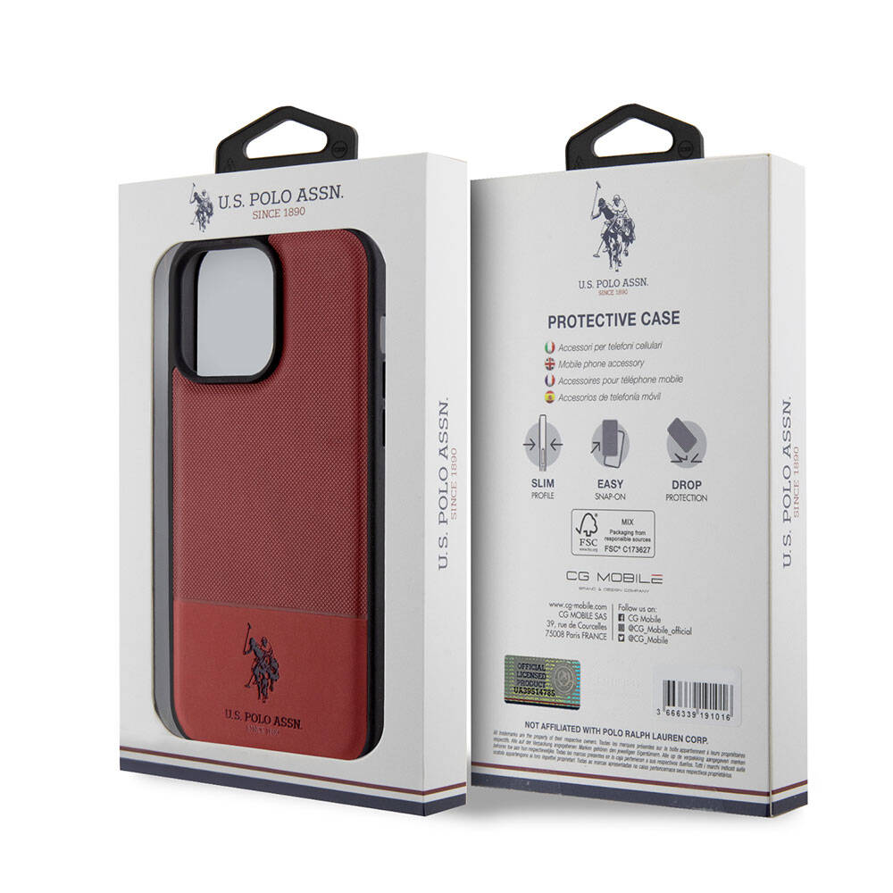 iPhone 15 Pro Max Kılıf U.S. Polo Assn. Orjinal Lisanslı Suni Deri Arka Yüzey Baskı Logolu Örgü Desenli Kapak