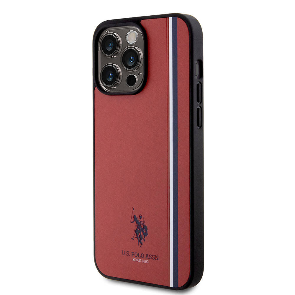 iPhone 15 Pro Max Kılıf U.S. Polo Assn. Orjinal Lisanslı Üç Renk Şerit Tasarımlı Baskı Logolu Kapak