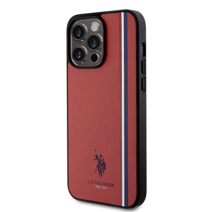 iPhone 15 Pro Max Kılıf U.S. Polo Assn. Orjinal Lisanslı Üç Renk Şerit Tasarımlı Baskı Logolu Kapak