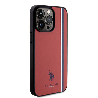 iPhone 15 Pro Max Kılıf U.S. Polo Assn. Orjinal Lisanslı Üç Renk Şerit Tasarımlı Baskı Logolu Kapak