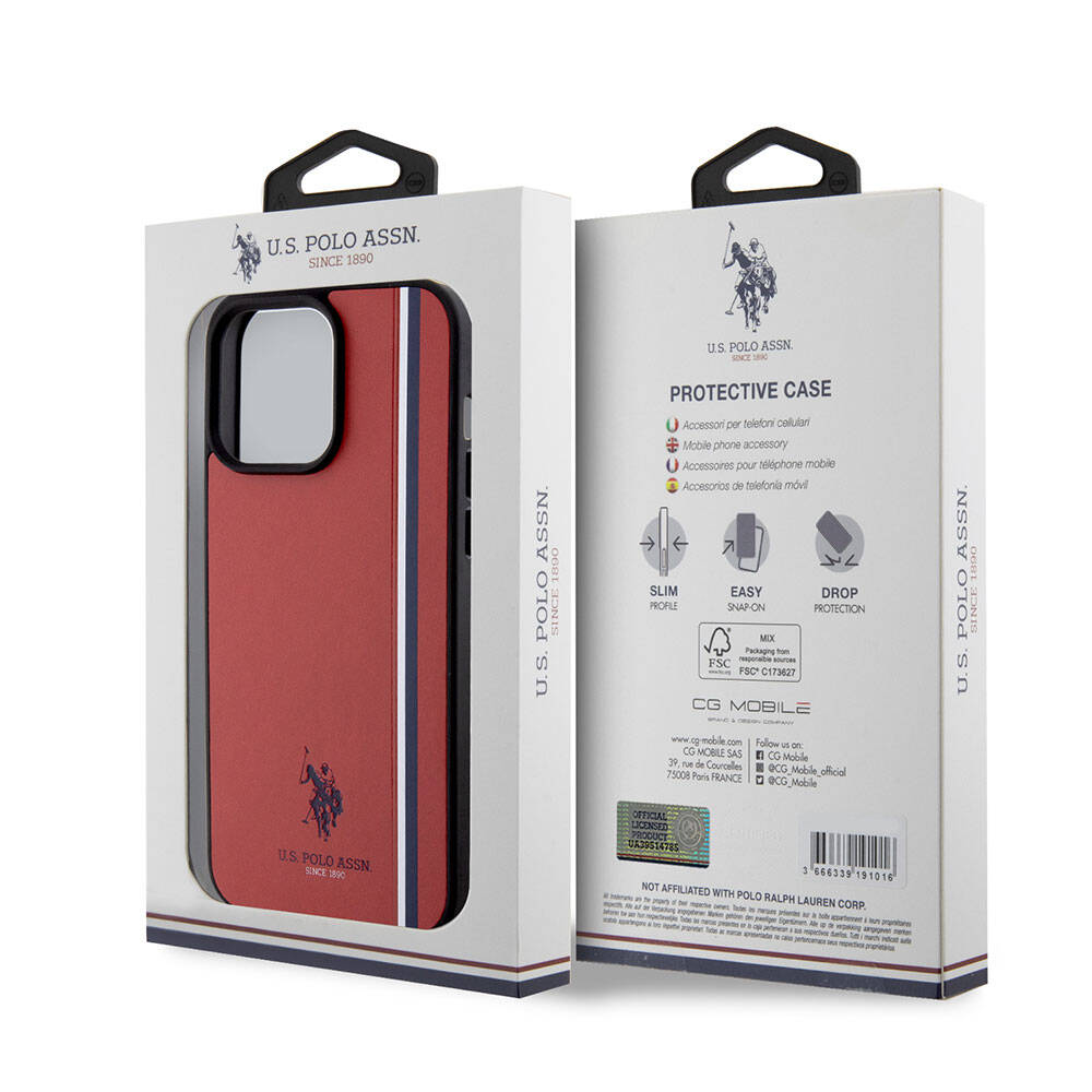 iPhone 15 Pro Max Kılıf U.S. Polo Assn. Orjinal Lisanslı Üç Renk Şerit Tasarımlı Baskı Logolu Kapak