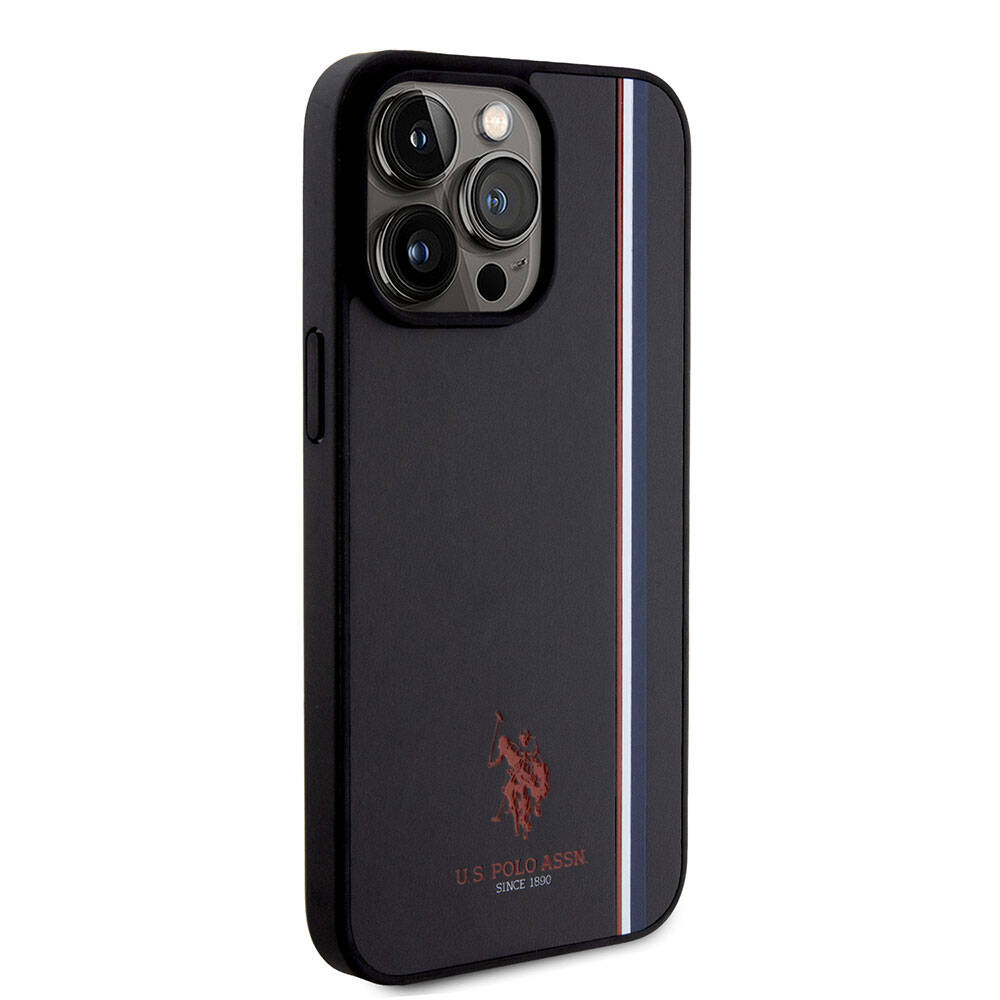 iPhone 15 Pro Max Kılıf U.S. Polo Assn. Orjinal Lisanslı Üç Renk Şerit Tasarımlı Baskı Logolu Kapak