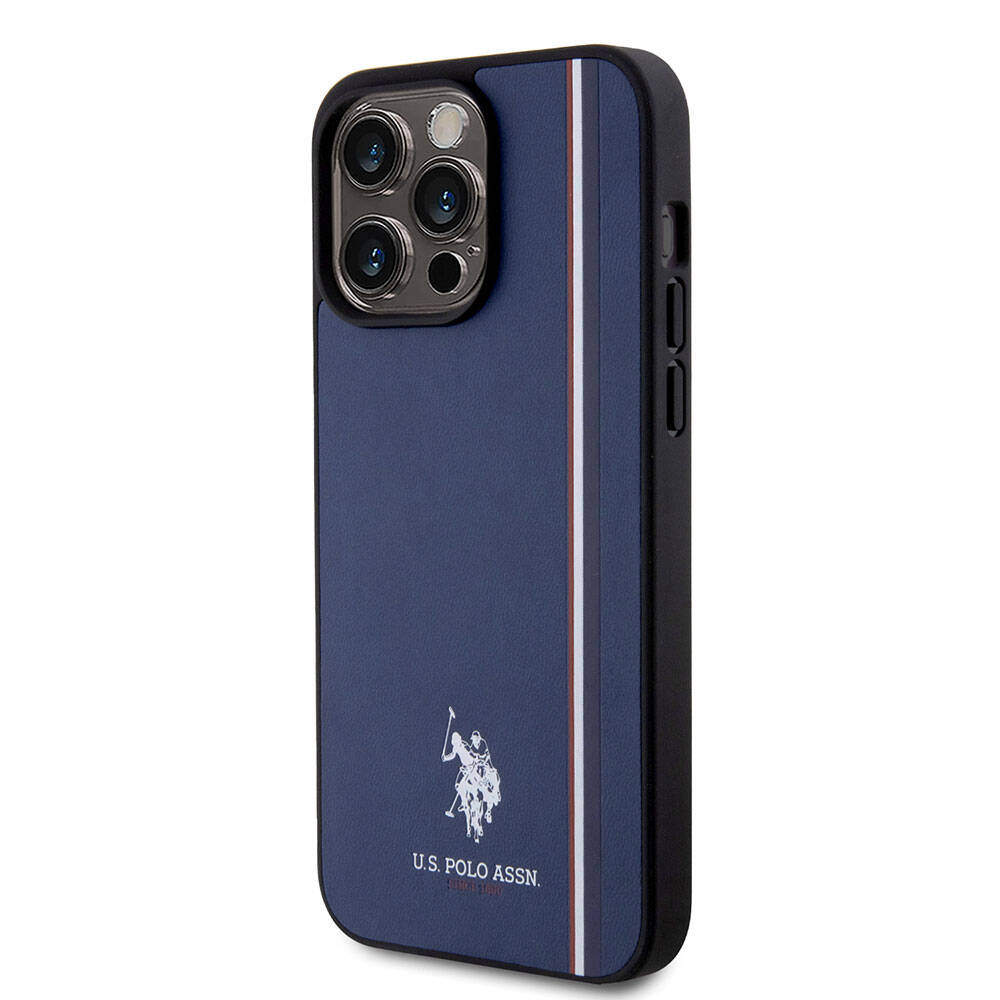 iPhone 15 Pro Max Kılıf U.S. Polo Assn. Orjinal Lisanslı Üç Renk Şerit Tasarımlı Baskı Logolu Kapak