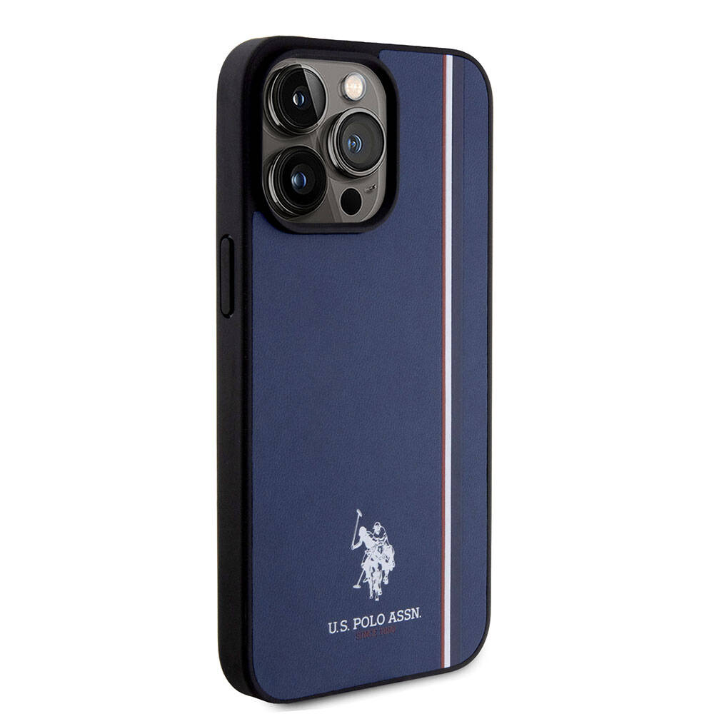 iPhone 15 Pro Max Kılıf U.S. Polo Assn. Orjinal Lisanslı Üç Renk Şerit Tasarımlı Baskı Logolu Kapak