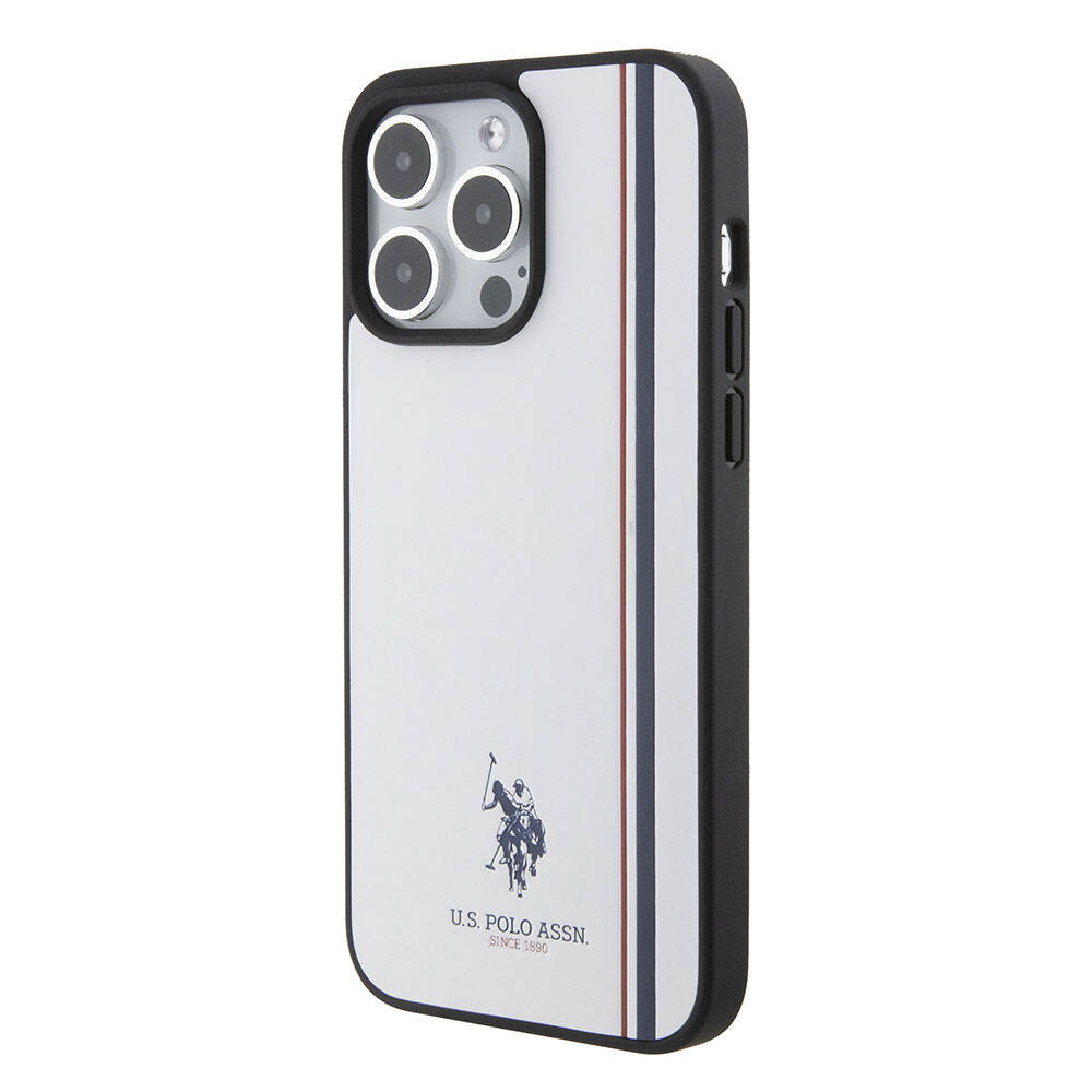 iPhone 15 Pro Max Kılıf U.S. Polo Assn. Orjinal Lisanslı Üç Renk Şerit Tasarımlı Baskı Logolu Kapak