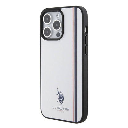 iPhone 15 Pro Max Kılıf U.S. Polo Assn. Orjinal Lisanslı Üç Renk Şerit Tasarımlı Baskı Logolu Kapak