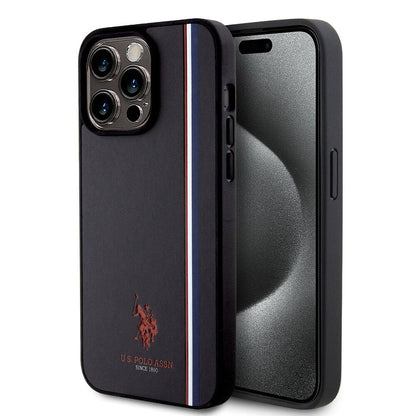 iPhone 15 Pro Max Kılıf U.S. Polo Assn. Orjinal Lisanslı Üç Renk Şerit Tasarımlı Baskı Logolu Kapak