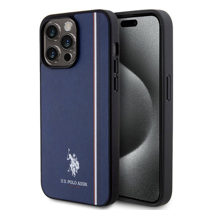 iPhone 15 Pro Max Kılıf U.S. Polo Assn. Orjinal Lisanslı Üç Renk Şerit Tasarımlı Baskı Logolu Kapak