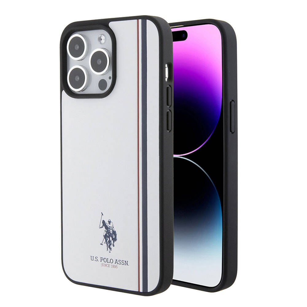 iPhone 15 Pro Max Kılıf U.S. Polo Assn. Orjinal Lisanslı Üç Renk Şerit Tasarımlı Baskı Logolu Kapak
