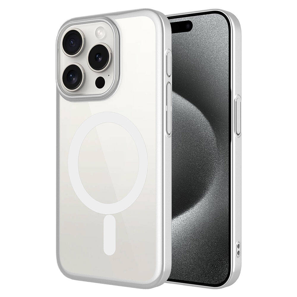 Apple iPhone 15 Pro Max Kılıf Wireless Şarj Özellikli Sert PC Zore Mat Riksos M-safe Kapak