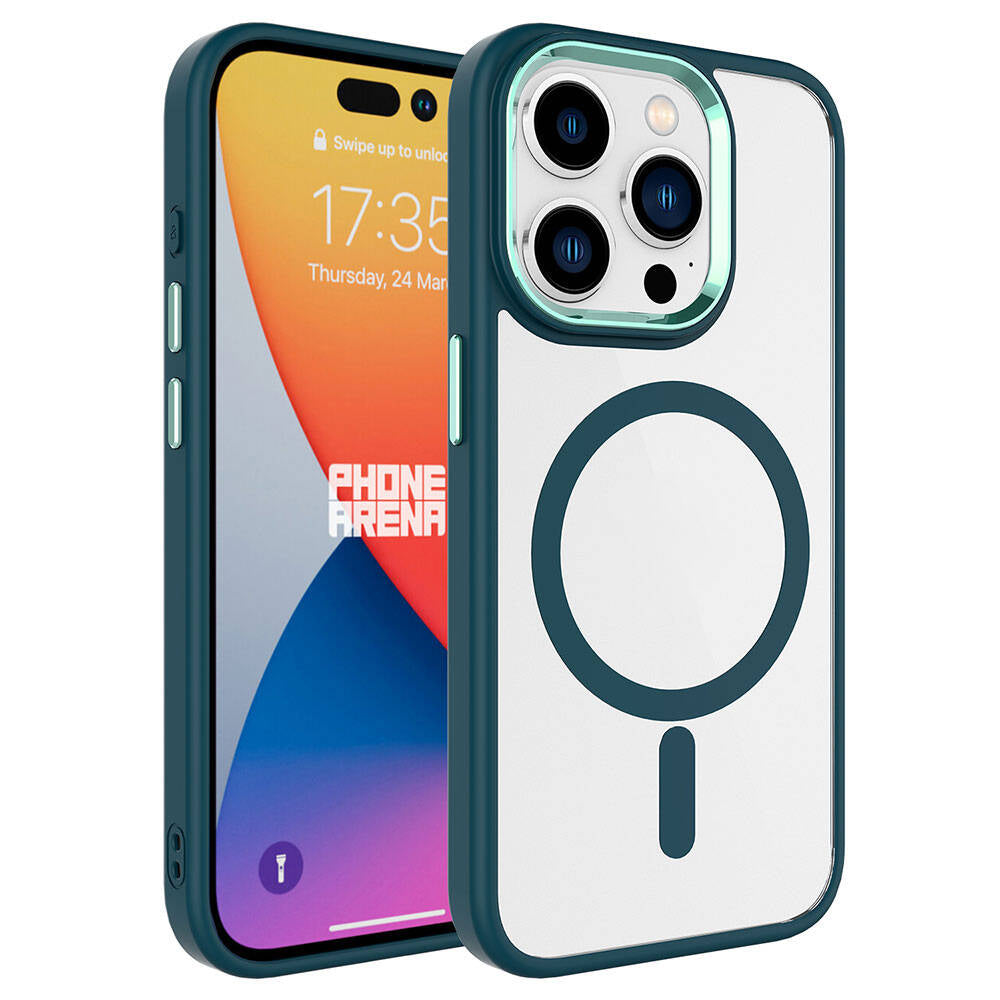 Apple iPhone 15 Pro Max Kılıf Wireless Şarj Özellikli Zore Krom M-safe Silikon Kapak