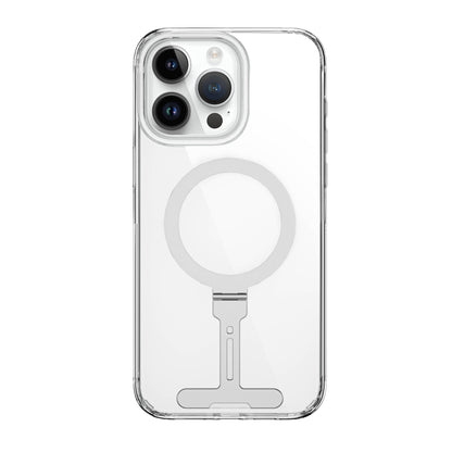 iPhone 15 Pro Max Kılıf Wiwu FYY-014 M-safe Şarj Özellikli Alüminyum Alaşım Metal Standlı Şeffaf Kapak