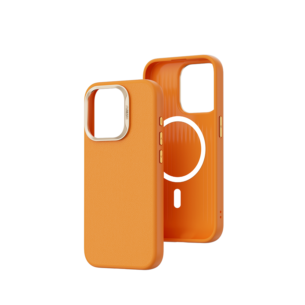 iPhone 15 Pro Max Kılıf Wiwu SP-019 M-safe Şarj Özellikli Vegan Leather Deri Kapak