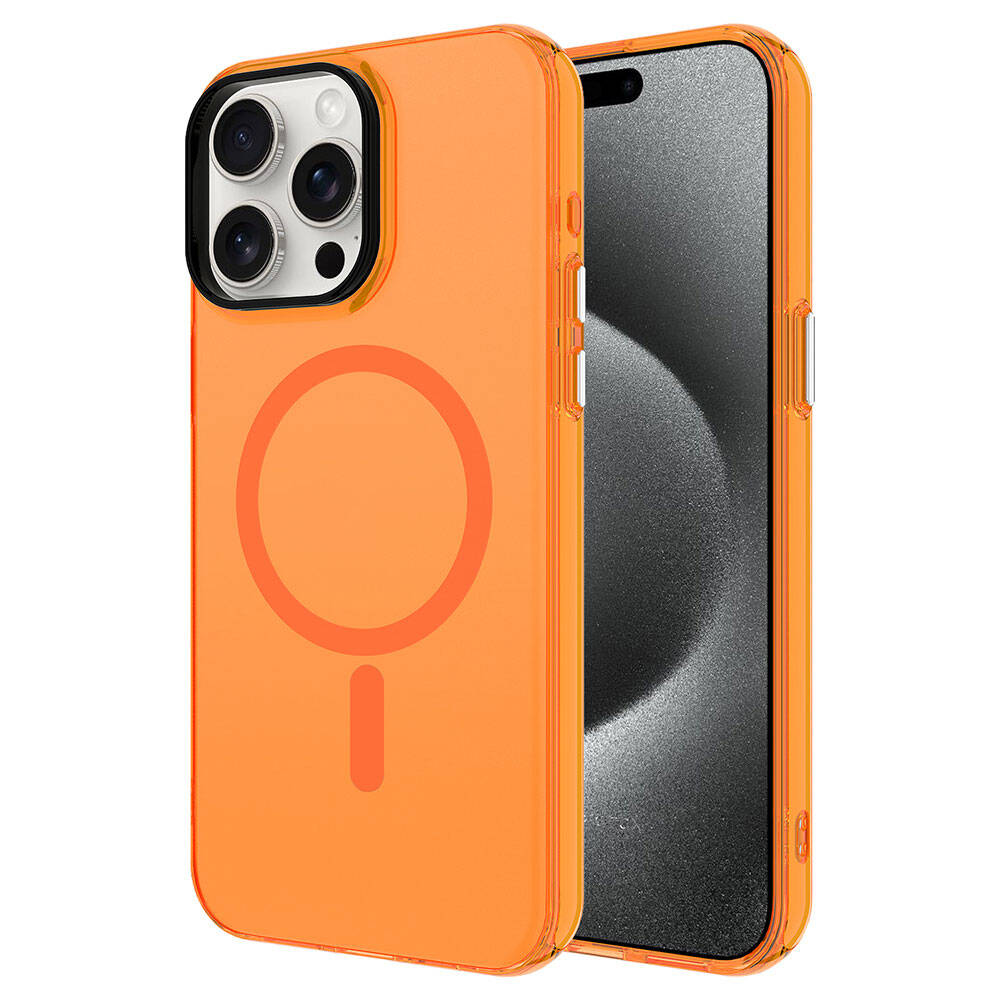 Apple iPhone 15 Pro Max Kılıf Zore M-safe Şarj Özellikli Buzlu Transparan C-Pro Sert Kapak