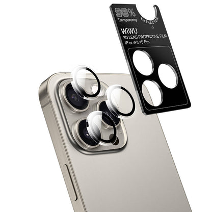 iPhone 15 Pro Wiwu Wi-IP002 2in1 Temperli Cam Ahize Toz Önleyici Ekran Koruyucu ve Kamera Lens Koruyucu Set