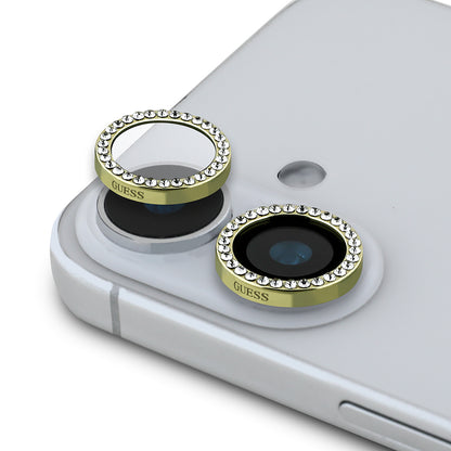 iPhone 16 Guess Orjinal Lisanslı 3'lü Aksesuar Seti IML Baskılı Simli Glitter Kılıf + Ekran Koruyucu + Lens Koruyucu