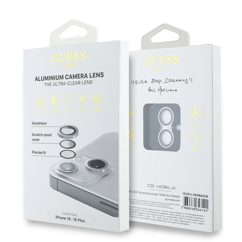 iPhone 16 Guess Orjinal Lisanslı Metal Kamera Lens Koruyucu