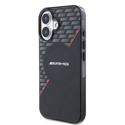 iPhone 16 Kılıf AMG Orjinal Lisanslı M-safe Şarj Özellikli Çift Katmanlı Kırmızı Çapraz Çizgili Kapak