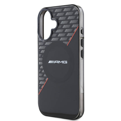 iPhone 16 Kılıf AMG Orjinal Lisanslı M-safe Şarj Özellikli Çift Katmanlı Kırmızı Çapraz Çizgili Kapak