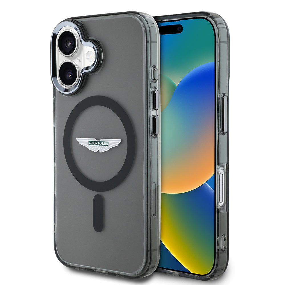 iPhone 16 Kılıf Aston Martin Orjinal Lisanslı M-safe Şarj Özellikli IML Baskı Logolu Buzlu Kapak