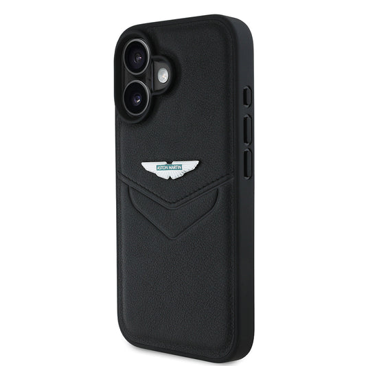 iPhone 16 Kılıf Aston Martin Orjinal Lisanslı Victory Dizayn PU Deri Metal Logolu Kapak