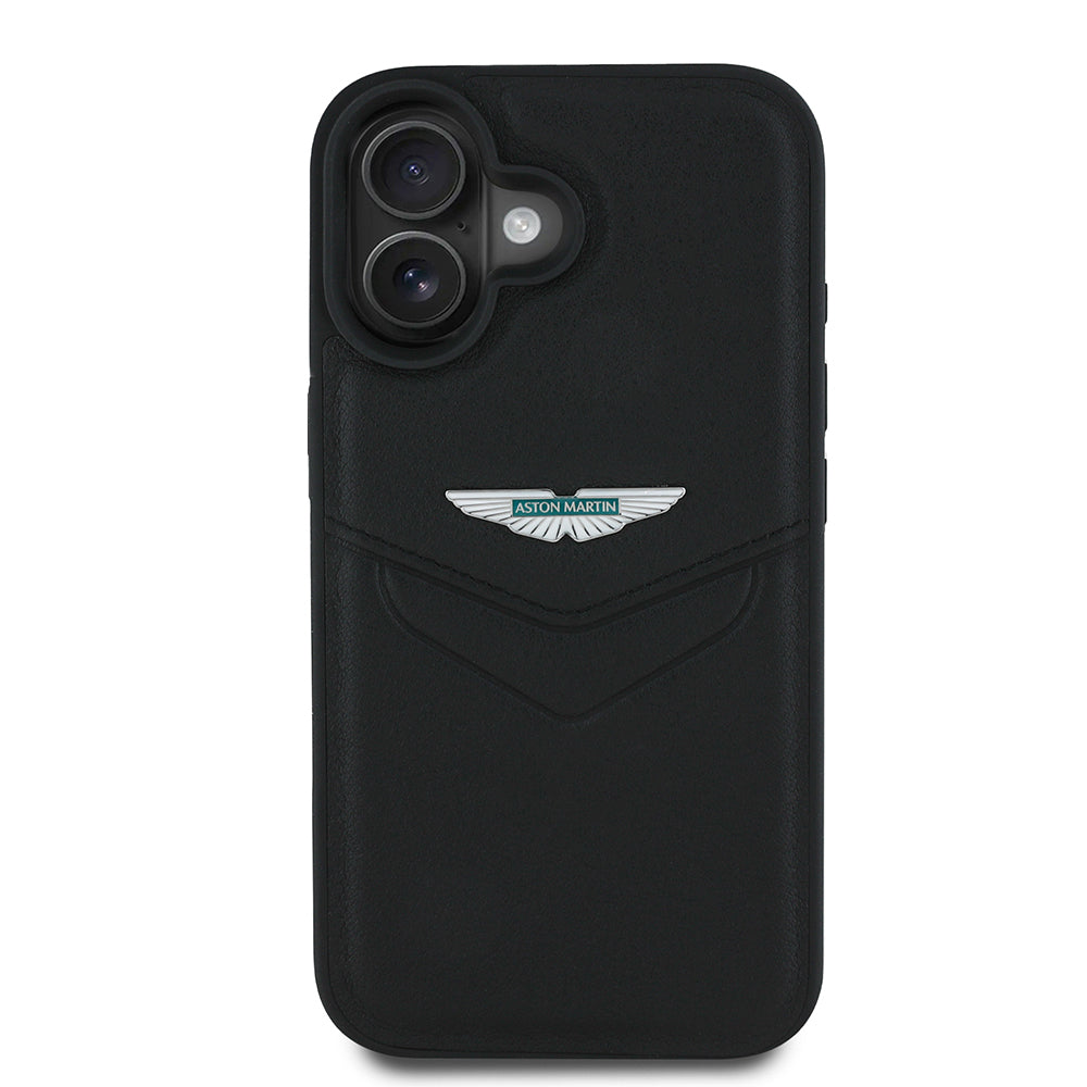 iPhone 16 Kılıf Aston Martin Orjinal Lisanslı Victory Dizayn PU Deri Metal Logolu Kapak