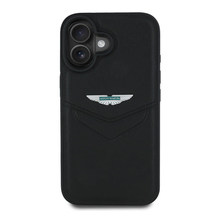 iPhone 16 Kılıf Aston Martin Orjinal Lisanslı Victory Dizayn PU Deri Metal Logolu Kapak