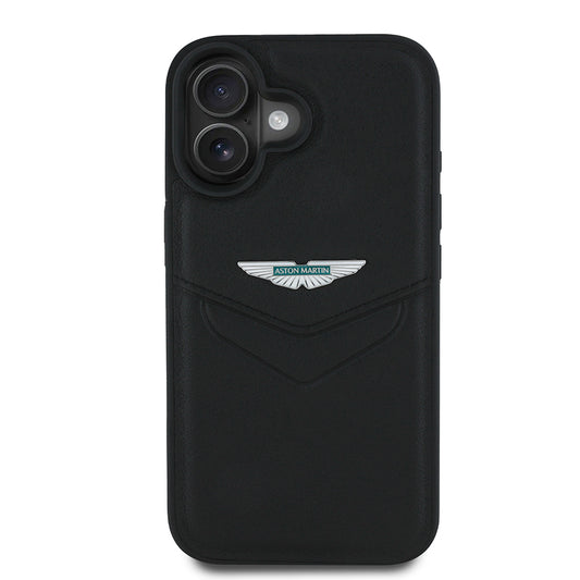 iPhone 16 Kılıf Aston Martin Orjinal Lisanslı Victory Dizayn PU Deri Metal Logolu Kapak