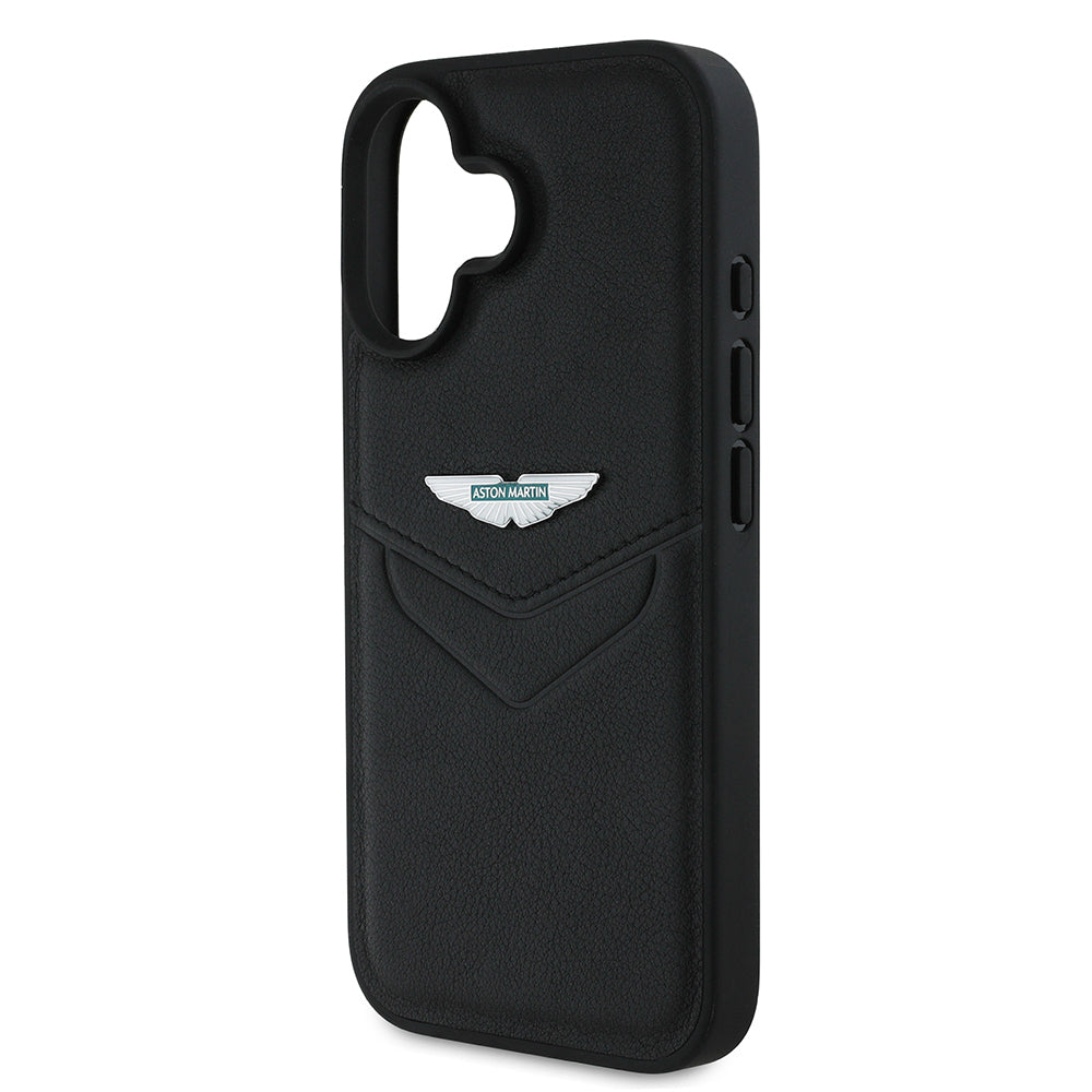 iPhone 16 Kılıf Aston Martin Orjinal Lisanslı Victory Dizayn PU Deri Metal Logolu Kapak