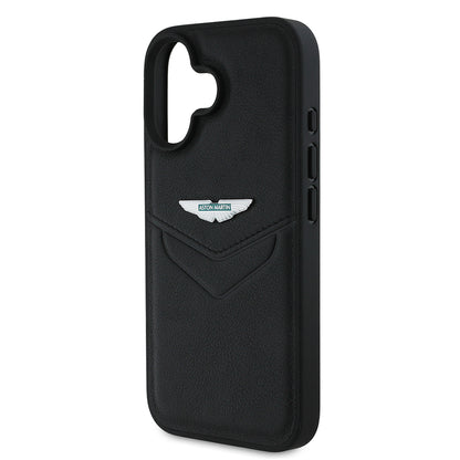 iPhone 16 Kılıf Aston Martin Orjinal Lisanslı Victory Dizayn PU Deri Metal Logolu Kapak