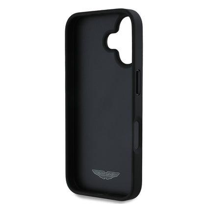 iPhone 16 Kılıf Aston Martin Orjinal Lisanslı Victory Dizayn PU Deri Metal Logolu Kapak
