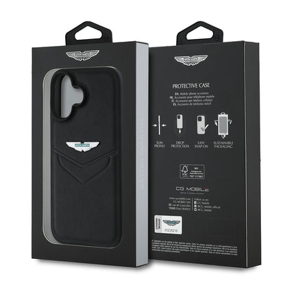 iPhone 16 Kılıf Aston Martin Orjinal Lisanslı Victory Dizayn PU Deri Metal Logolu Kapak