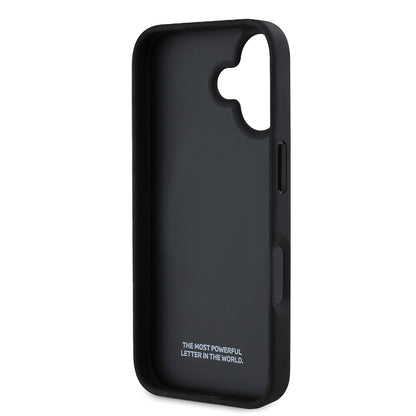 iPhone 16 Kılıf BMW Orjinal Lisanslı Karbon Fiber Tasarımlı ve Metal Logolu PU Deri Kapak