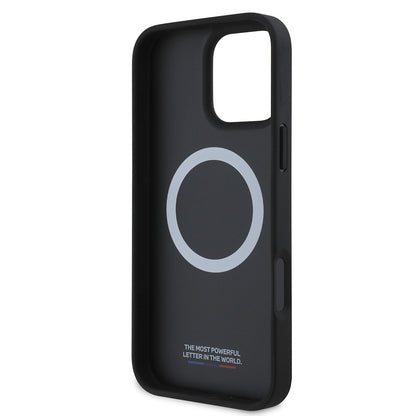 iPhone 16 Kılıf BMW Orjinal Lisanslı M-safe Şarj Özellikli M Logolu Üç Çizgili Dikiş Detaylı Meshed Tricolor Stripes Kapak