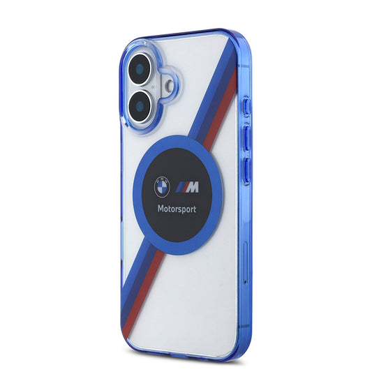iPhone 16 Kılıf BMW Orjinal Lisanslı M-safe Şarj Özellikli M Logolu Üç Renk Çizgili Motorsport Circle Kapak