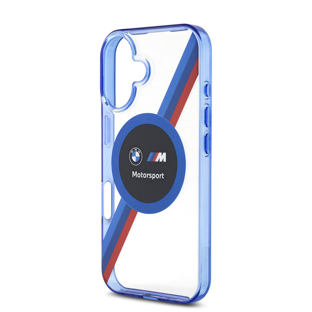 iPhone 16 Kılıf BMW Orjinal Lisanslı M-safe Şarj Özellikli M Logolu Üç Renk Çizgili Motorsport Circle Kapak