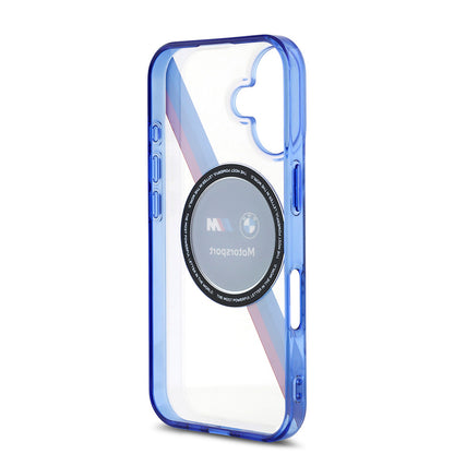 iPhone 16 Kılıf BMW Orjinal Lisanslı M-safe Şarj Özellikli M Logolu Üç Renk Çizgili Motorsport Circle Kapak