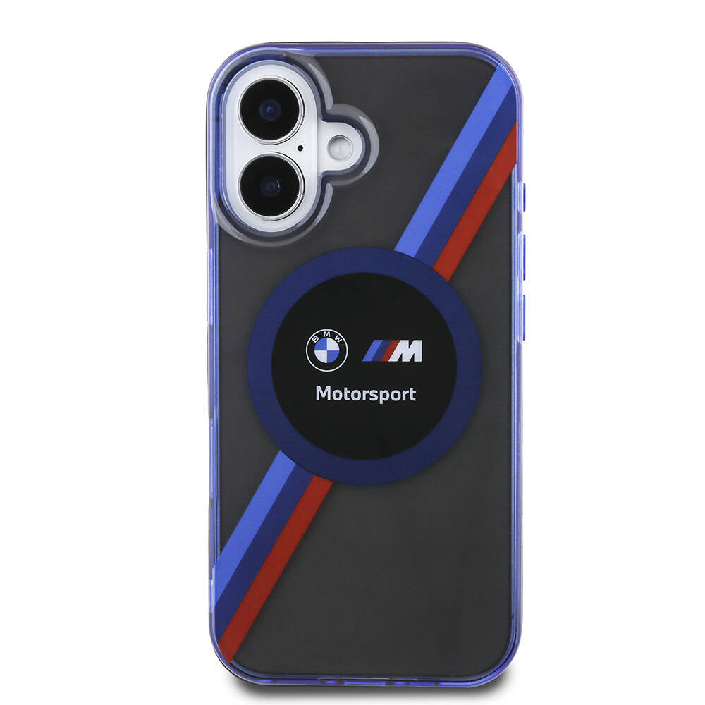 iPhone 16 Kılıf BMW Orjinal Lisanslı M Logolu Üç Renk Çizgili Motorsport Circle Kapak