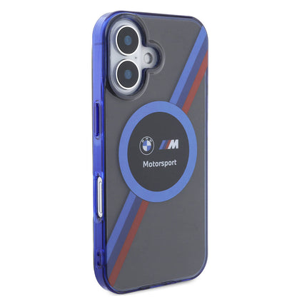 iPhone 16 Kılıf BMW Orjinal Lisanslı M Logolu Üç Renk Çizgili Motorsport Circle Kapak