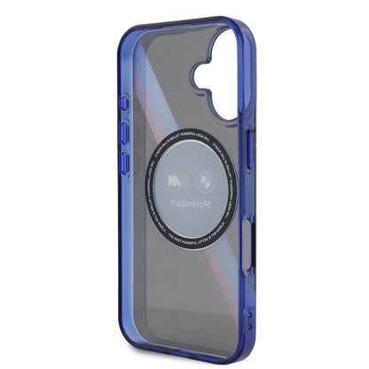 iPhone 16 Kılıf BMW Orjinal Lisanslı M Logolu Üç Renk Çizgili Motorsport Circle Kapak