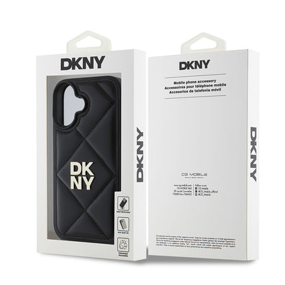 iPhone 16 Kılıf DKNY Orjinal Lisanslı Kapitone Tasarımlı Metal Logolu Deri Kapak