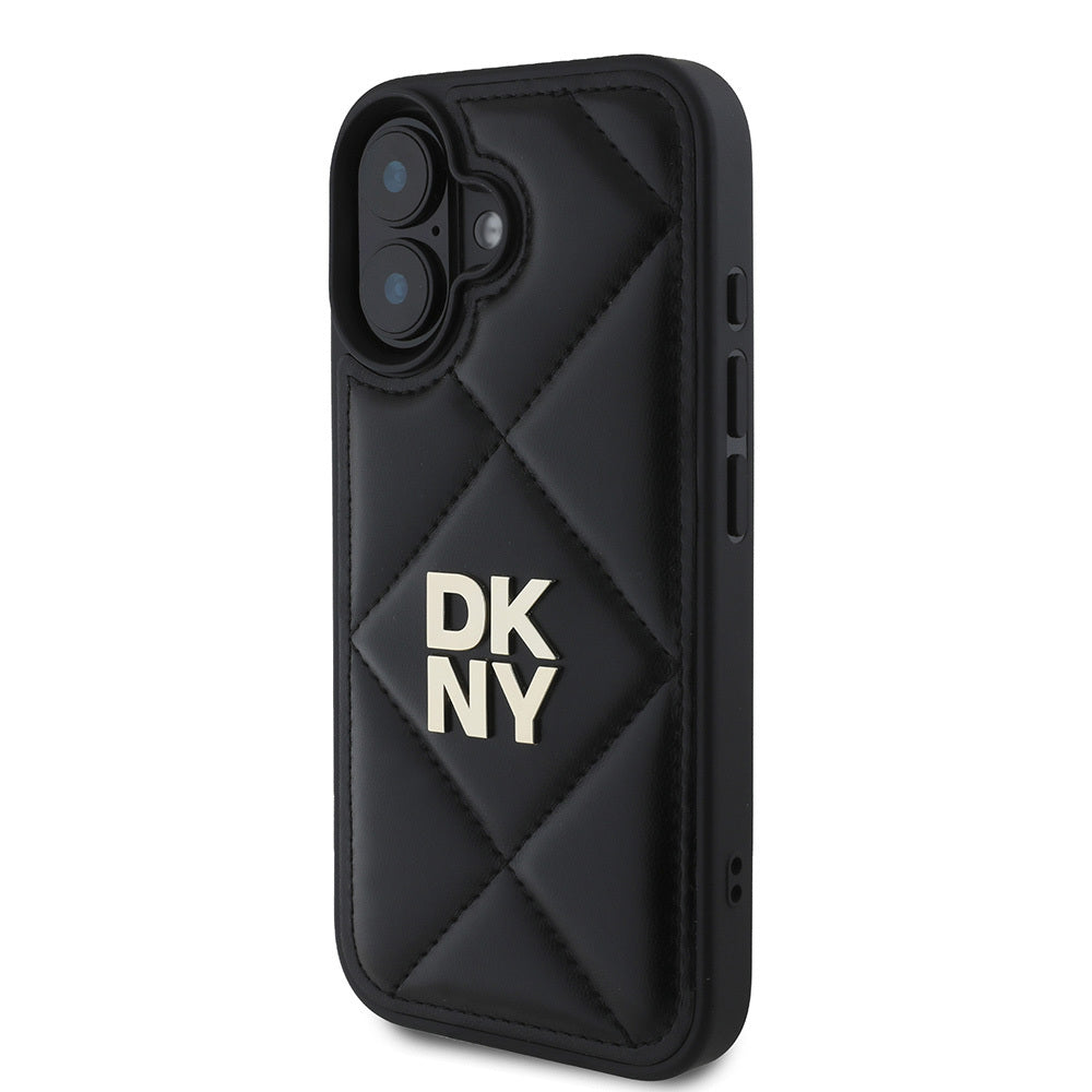 iPhone 16 Kılıf DKNY Orjinal Lisanslı Kapitone Tasarımlı Metal Logolu Deri Kapak