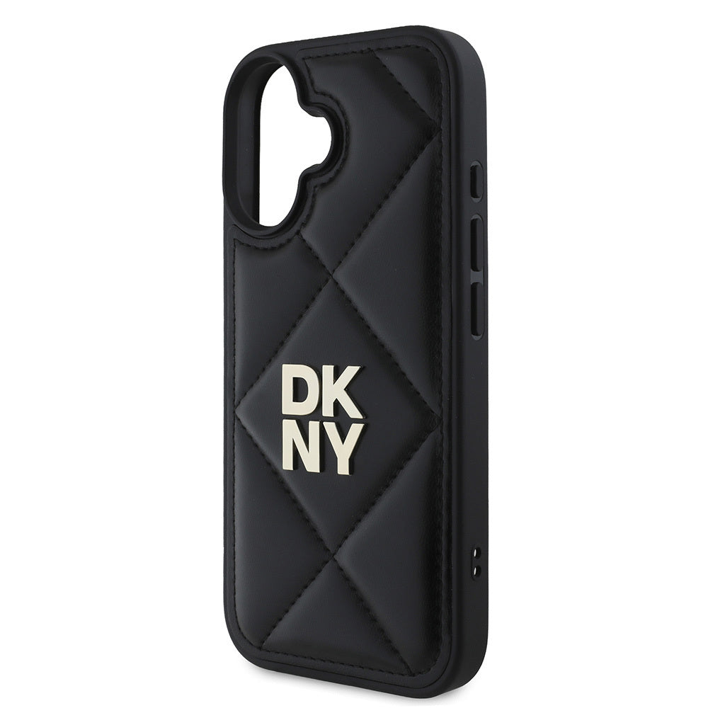 iPhone 16 Kılıf DKNY Orjinal Lisanslı Kapitone Tasarımlı Metal Logolu Deri Kapak