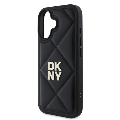 iPhone 16 Kılıf DKNY Orjinal Lisanslı Kapitone Tasarımlı Metal Logolu Deri Kapak