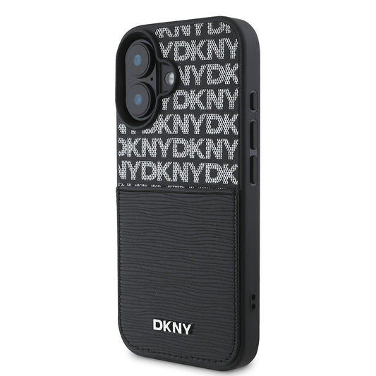 iPhone 16 Kılıf DKNY Orjinal Lisanslı Kartlıklı 3D Yazılı Repeat Texture Pattern Kapak