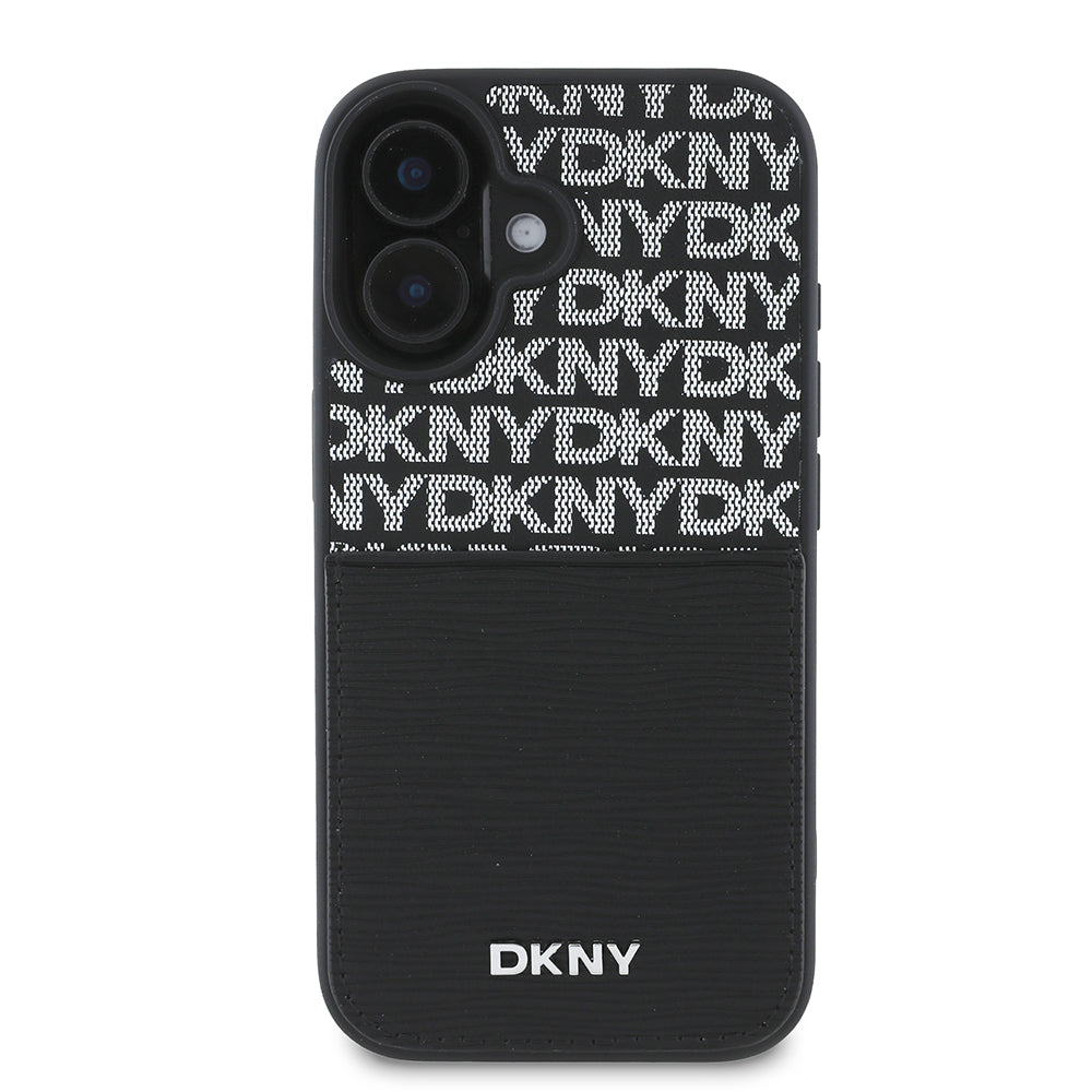 iPhone 16 Kılıf DKNY Orjinal Lisanslı Kartlıklı 3D Yazılı Repeat Texture Pattern Kapak