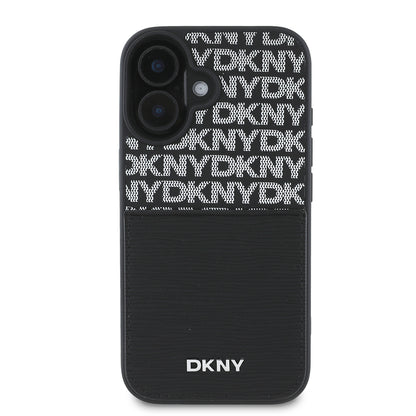iPhone 16 Kılıf DKNY Orjinal Lisanslı Kartlıklı 3D Yazılı Repeat Texture Pattern Kapak