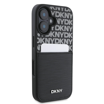 iPhone 16 Kılıf DKNY Orjinal Lisanslı Kartlıklı 3D Yazılı Repeat Texture Pattern Kapak